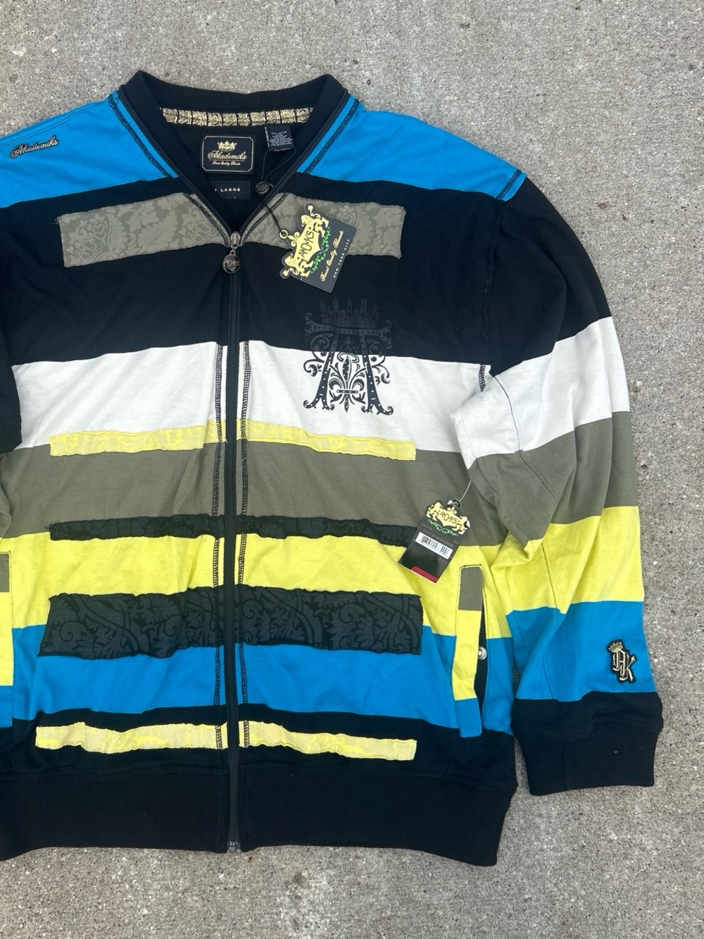 Vintage Y2K Akademiks 2XL Full Zip Track Jacket Colorblock NWT